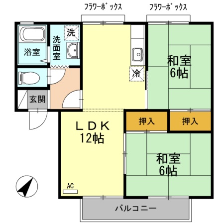 セジュール南片江 A棟の間取り