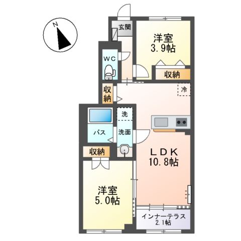 八街市大木 アパート新築工事の間取り