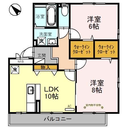 リビングタウン鍵山 Bの間取り