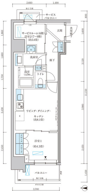 パークアクシス池袋イーストの間取り