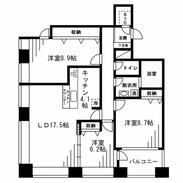 三田の完工年月(2003年1月)築の賃貸マンションの間取り
