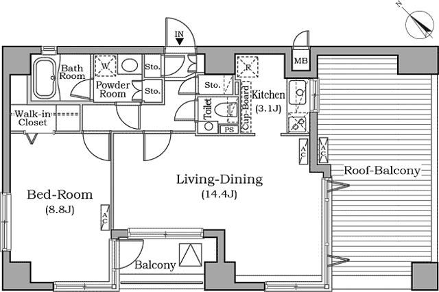 恵比寿の完工年月(2007年8月)築の賃貸マンションの間取り