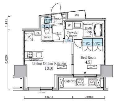 神田神保町の完工年月(2012年1月)築の賃貸マンションの間取り