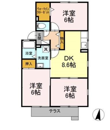 ハイムグランシャリオ内山 Cの間取り