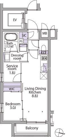 初台の完工年月(2024年3月)築の賃貸マンションの間取り