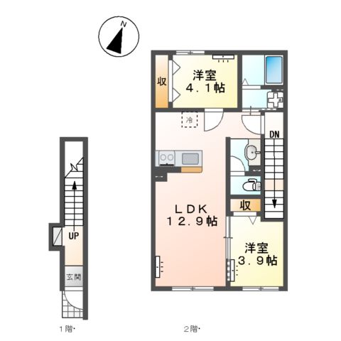 鹿嶋市大字平井 アパート新築工事の間取り