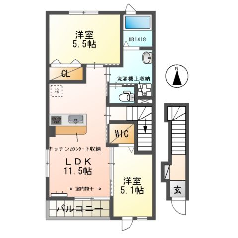 クレッセント高塚Bの間取り