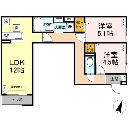 セレスティア中央 Ⅱの間取り
