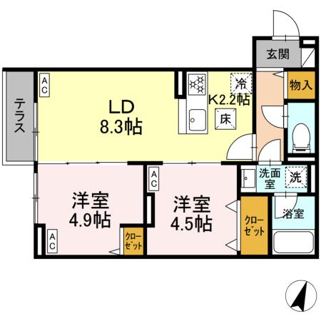 セレスティア中央 Ⅱの間取り