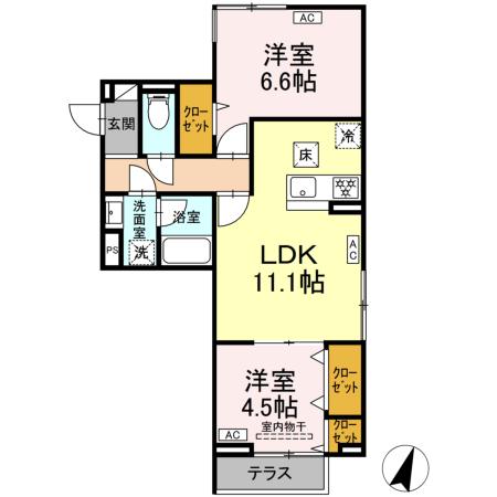 セレスティア中央 Ⅱの間取り