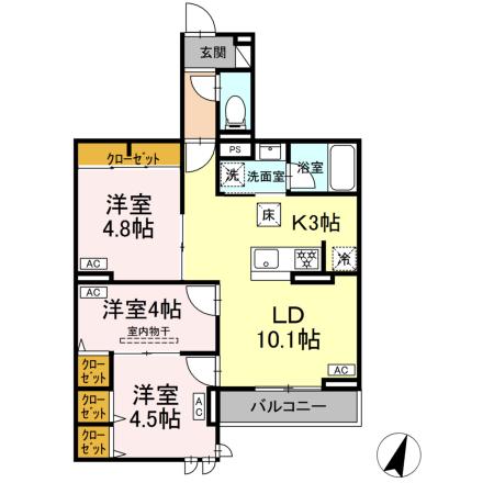 セレスティア中央 Ⅱの間取り