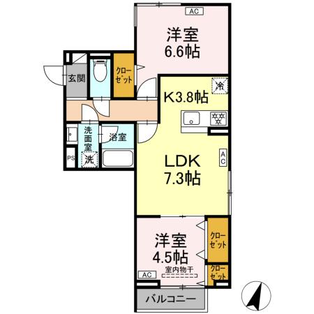 セレスティア中央 Ⅱの間取り