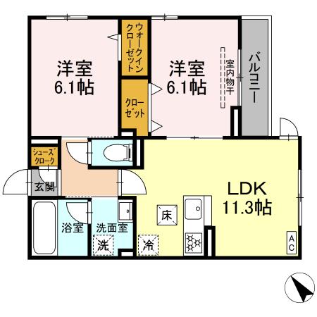 D Paina 鴨居Ⅱの間取り