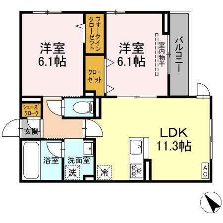 D Paina 鴨居Ⅱの間取り