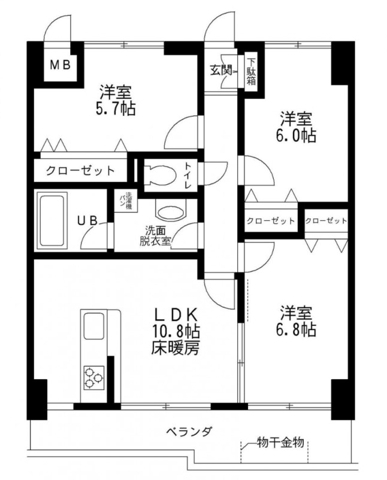中和泉の完工年月(2005年3月)築の賃貸マンションの間取り