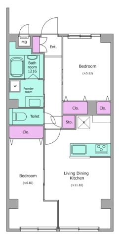 千早の完工年月(1990年2月)築の賃貸マンションの間取り