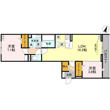 Noble raffiner戸塚東 Aの間取り