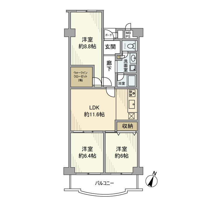 菊名ハイツ1号棟の間取り