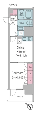 北品川の完工年月(2020年2月)築の賃貸マンションの間取り