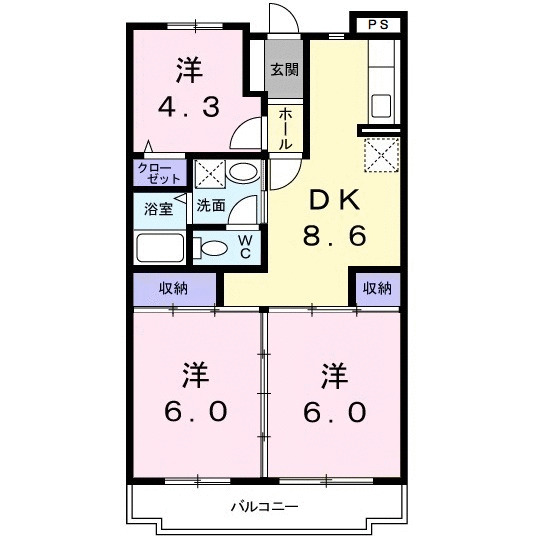 第1かしの木ハイツの間取り