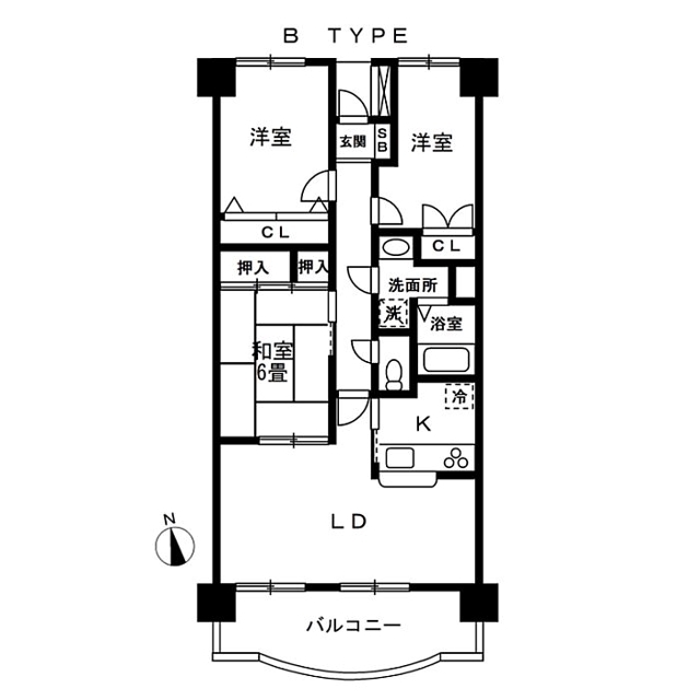 柏の完工年月(1997年8月)築の賃貸マンションの間取り