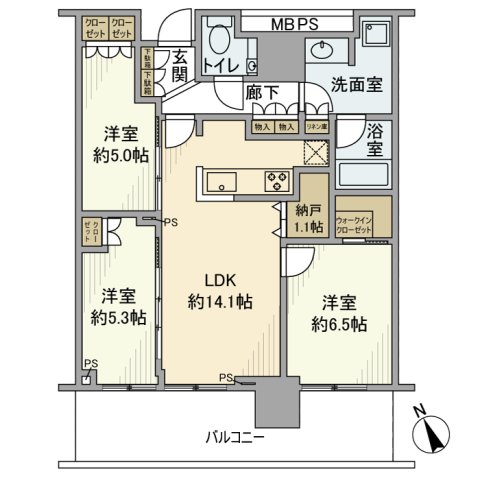 プラウドタワー小岩フロントの間取り