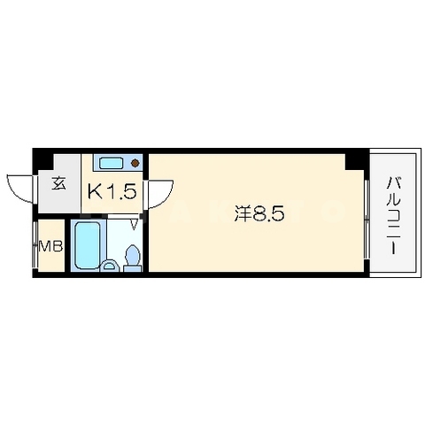 内代町の完工年月(1990年2月)築の賃貸マンションの間取り
