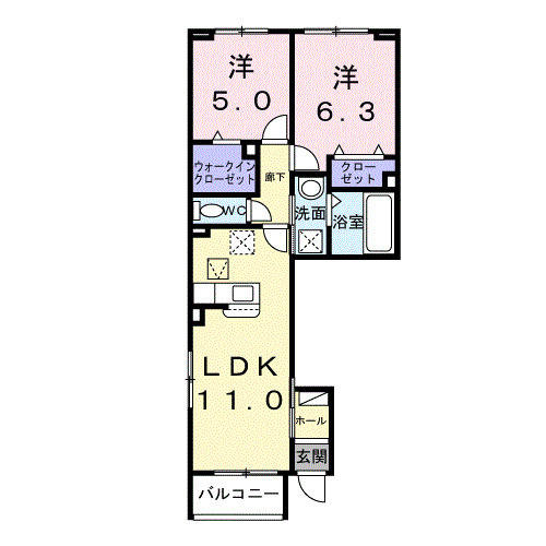 若松原３丁目アパート（０２８３８２８０１）の間取り