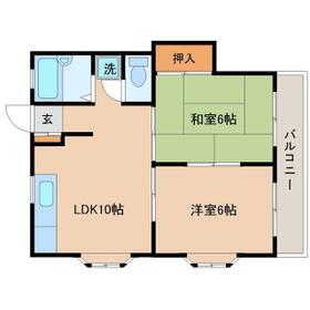 ふじコーポ中の島Aの間取り