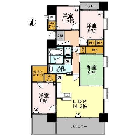 ダイアパレス金華橋 403号の間取り