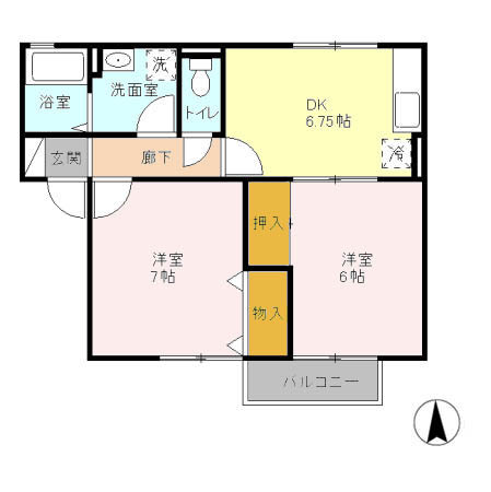 フラワーレジデンス北山 Cの間取り
