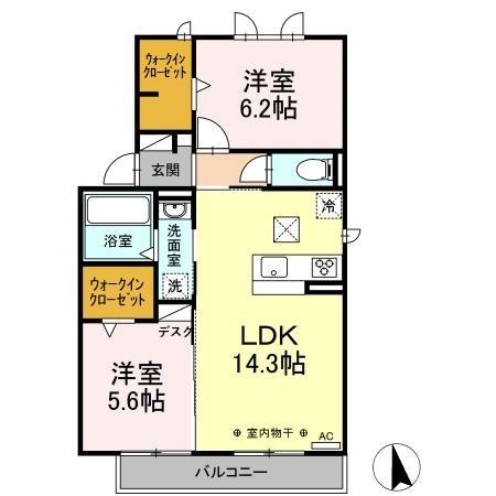 グローリーハイツ B棟の間取り