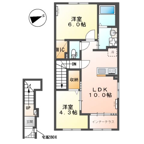 (仮)東田中新築アパートの間取り