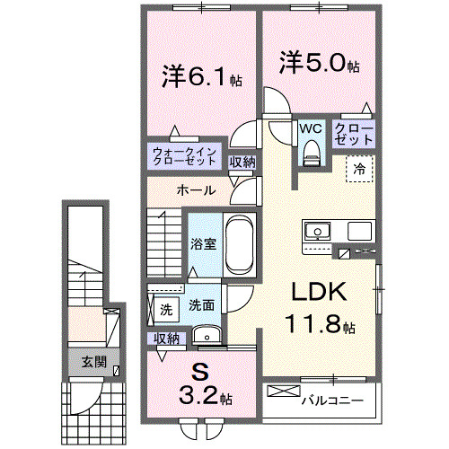 ヒルズ津屋崎Ⅱの間取り
