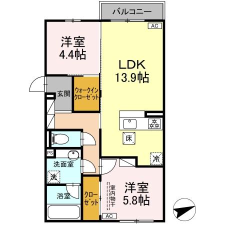 ディーソルビア石塚町 Aの間取り