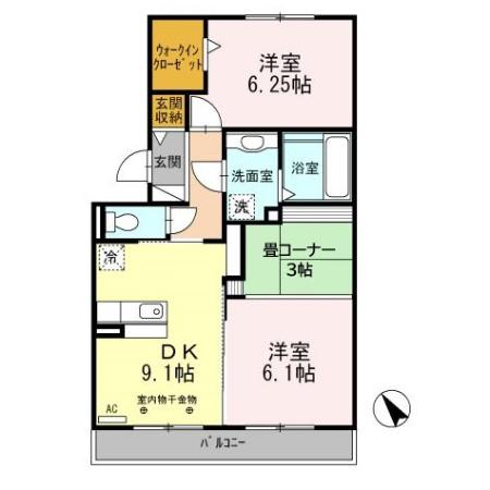 サンヒルズ B棟の間取り