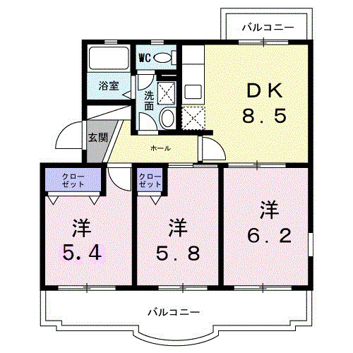 エスターブル A棟の間取り