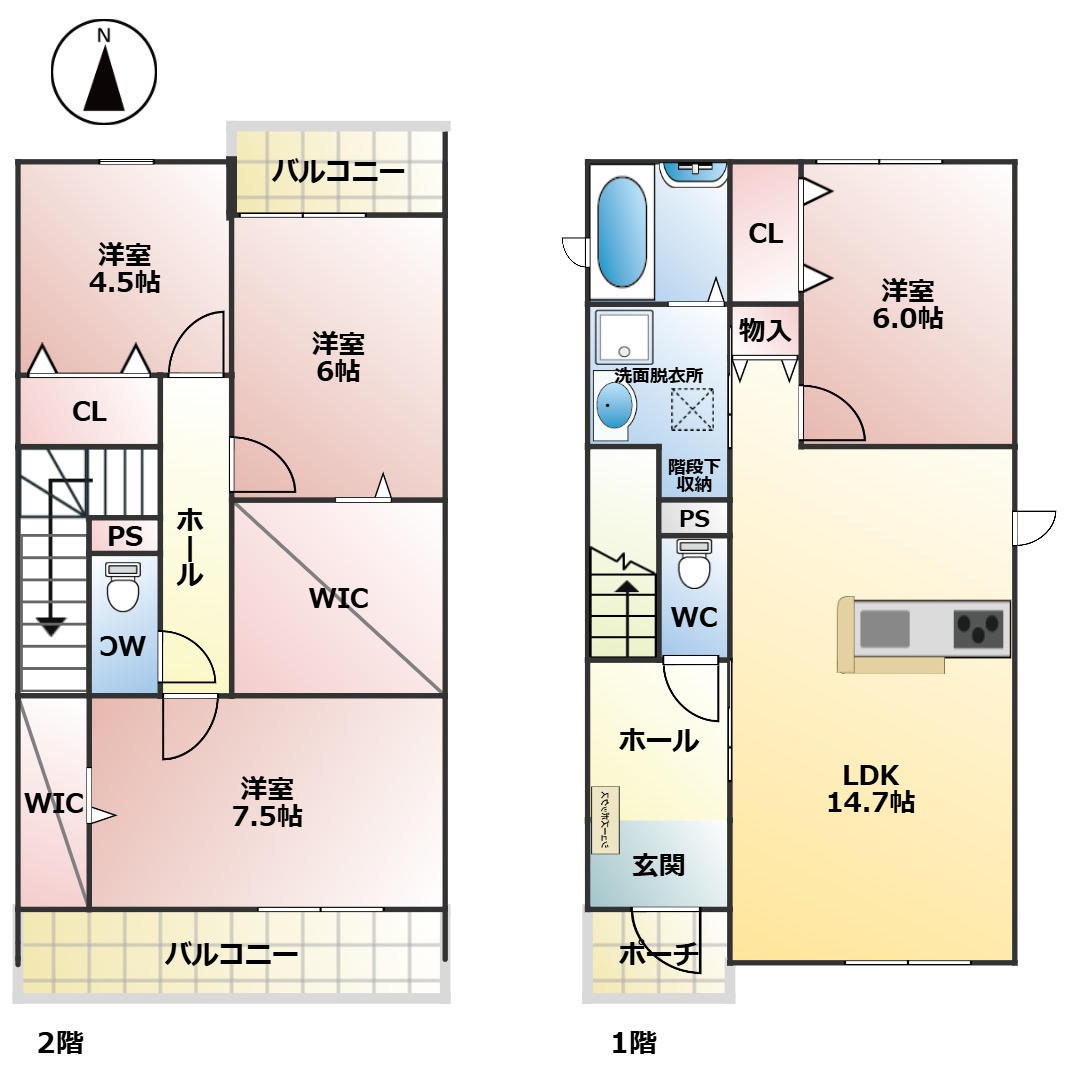 東起町４－１１７ＫＯＤＡＴＥＸⅥ－Ｂの間取り