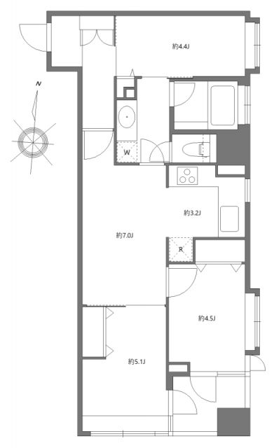 亀沢の完工年月(2005年12月)築の賃貸マンションの間取り