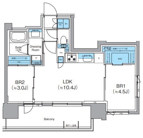 江東橋の完工年月(2023年3月)築の賃貸マンションの間取り