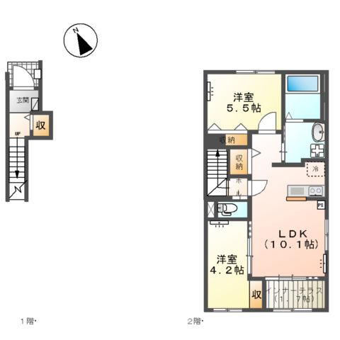 (仮)スターテラスⅡ雀の宮4丁目新築アパートの間取り