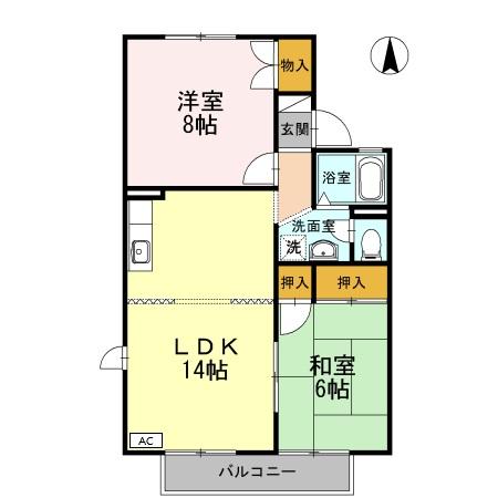 サンビューラ仙道 B棟の間取り