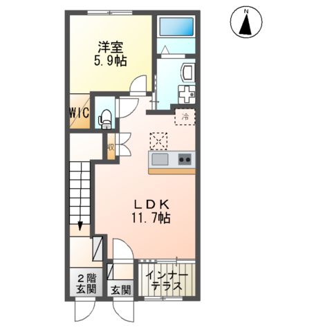 竹ノ内の完工年月(2023年11月)築の賃貸アパートの間取り