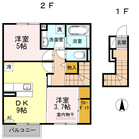 アンシャンテ憩 B棟の間取り
