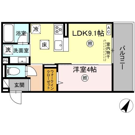 D-ROOMサンライズ A棟の間取り