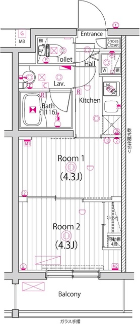 小島町の完工年月(2022年3月)築の賃貸マンションの間取り