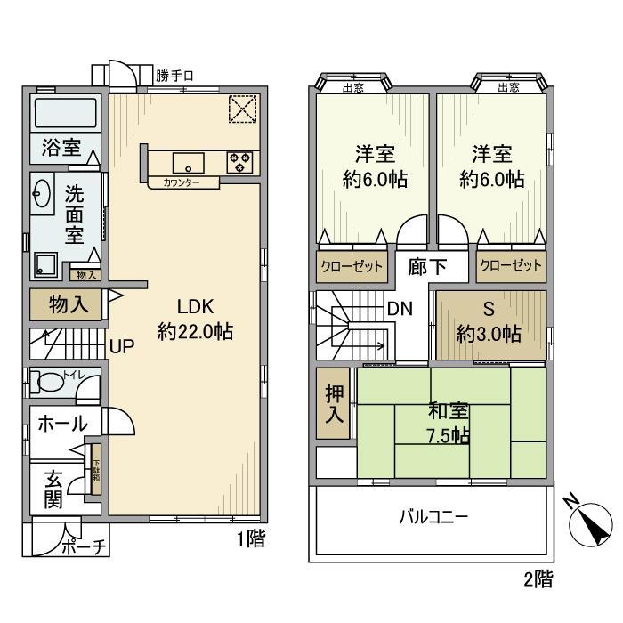 岸城町戸建の間取り