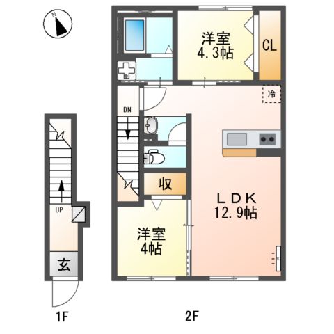 仮称)稲城市大丸 新築アパートの間取り