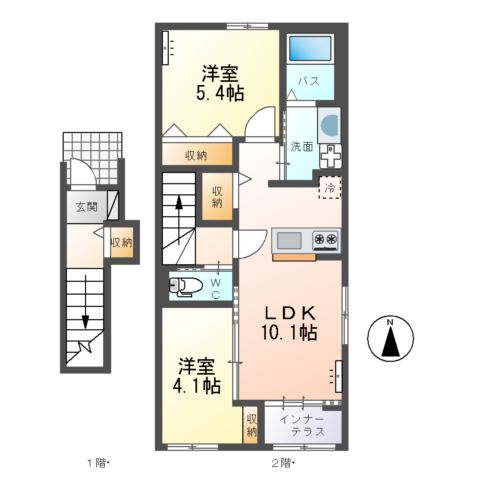 仮）ひたちなか市勝倉新築アパートＡ棟の間取り