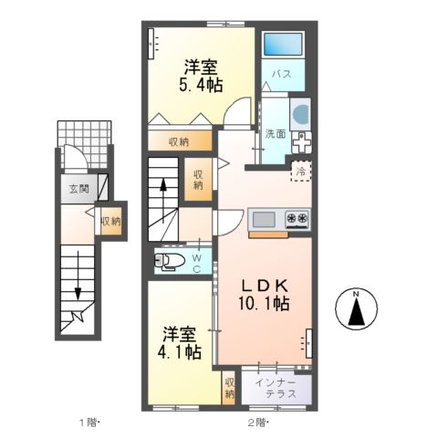 仮）ひたちなか市勝倉新築アパートＡ棟の間取り